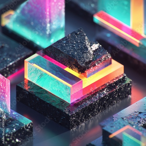 Abstract Geometric Design Of Colorful Cubes