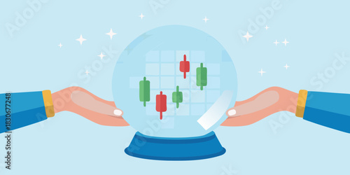 Forecasting stock market trends with a crystal ball illustration