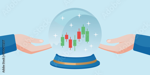Forecasting stock market trends with a crystal ball illustration