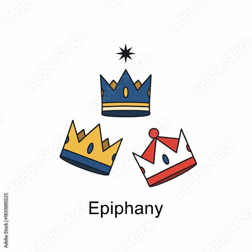 Three Kings Crowns and Star for Epiphany Celebration.