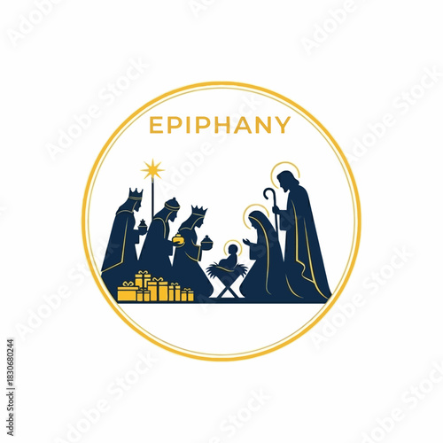 Epiphany Nativity Scene with Three Kings and Holy Family.