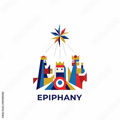 Epiphany illustration depicting the Three Wise Men following the star.