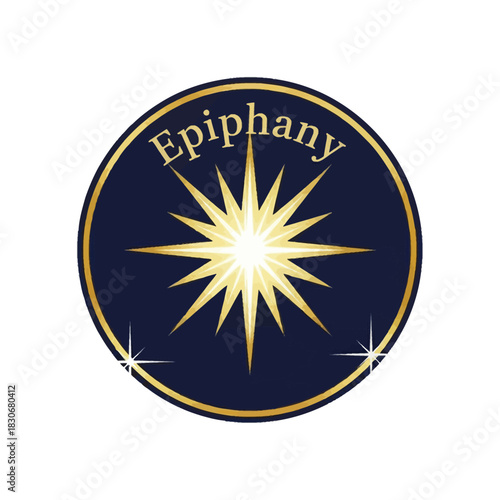Epiphany Star Symbol in Gold and Blue Circle.