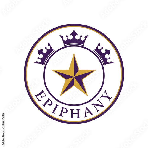 Epiphany logo design with star and crown elements in a circular shape.