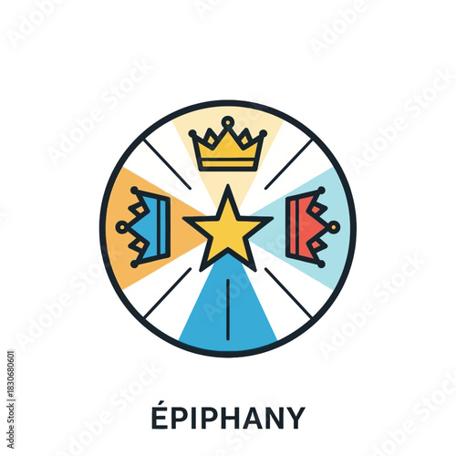 Star Crown and Royal Symbols Representing Epiphany.