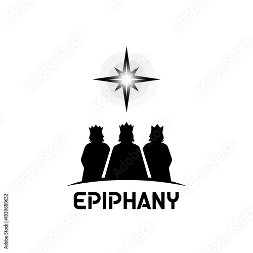 Epiphany Celebration - Three Kings and Guiding Star Silhouette.