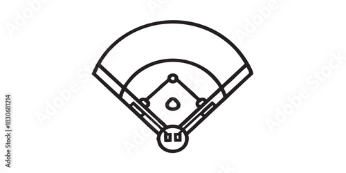 Baseball field thin line icon, baseball game concept. Vector graphics. Field for team, sport sign on white background, style icon mobile or web design
