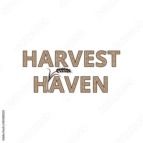 Harvest haven" logo with wheat stalk symbol, ideal for natural food and agricultural branding.