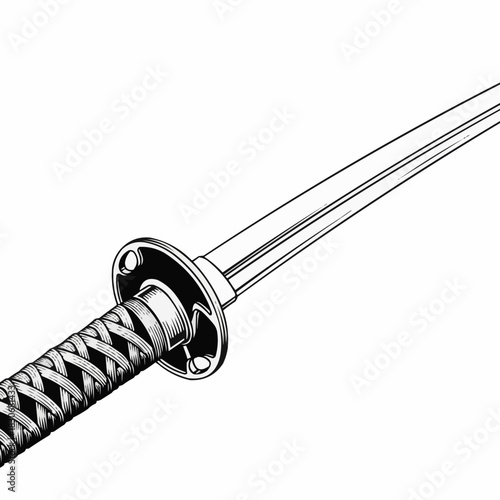 Traditional Japanese Katana Sword with Intricate Handle Design.