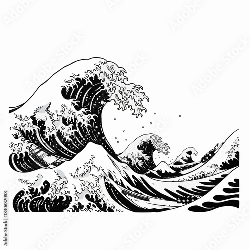 Dynamic Waves - A Powerful Black and White Ocean Scene.