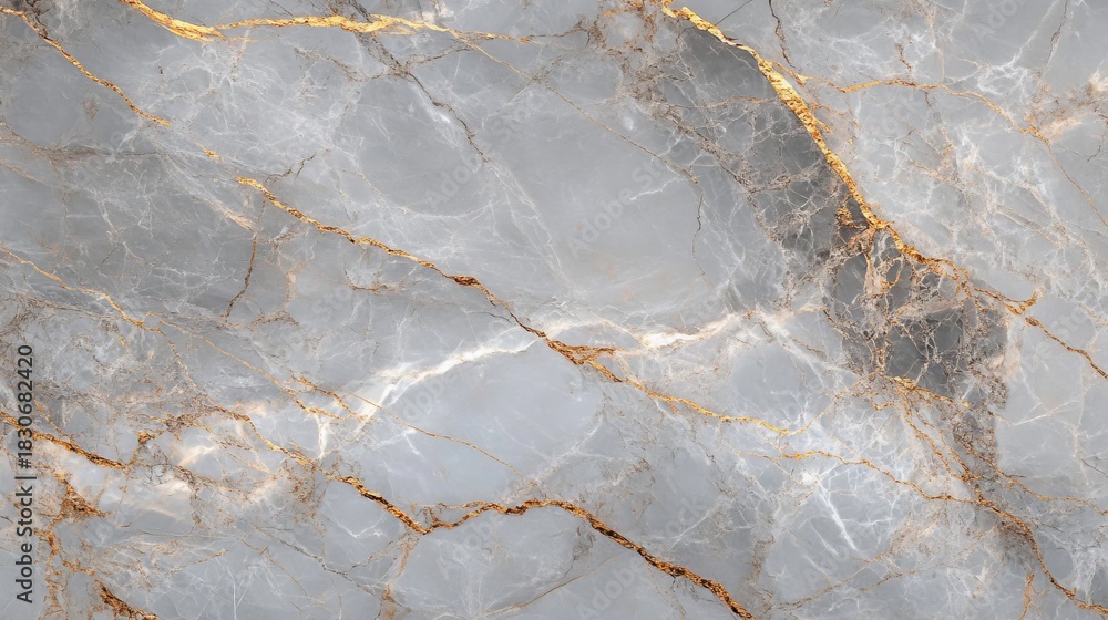 Fototapeta premium Elegant Grey Marble Stone Texture with Subtle Gold Veining for Luxurious Background Design