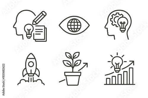 Creative concept icons: ideas, knowledge, innovation, growth, success