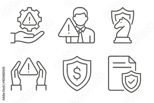 Business risk management icons set with alert and security symbols