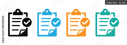 Efficiently manage tasks and approvals with these vibrant clipboard checkmarks, perfect for illustrating compliance, validation, and successful completion of projects