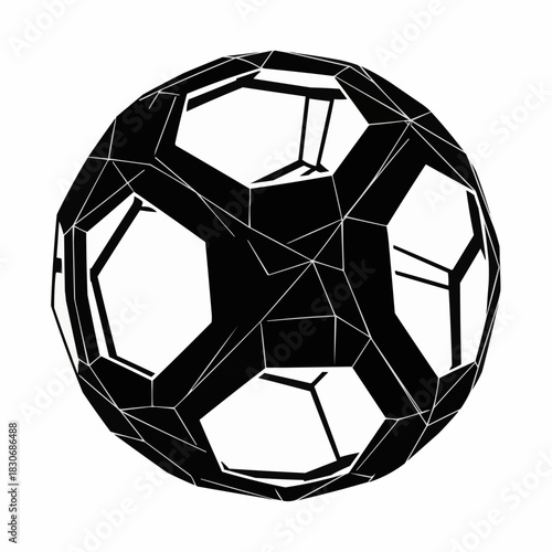 Abstract geometric sphere with intricate polygonal structure and open framework design.