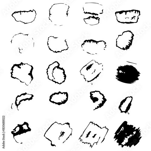 Collection of Ink Blot Stamps for Artistic Design.