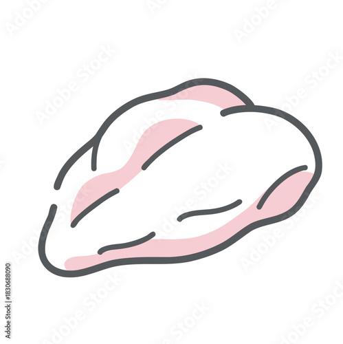 鶏肉（鶏むね肉）のイラスト、たんぱく質や温活のアイコン素材。