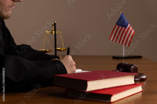 Wallpaper Mural The judge is presiding over a court session, holding a gavel in his hand. Torontodigital.ca