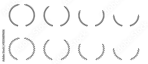 Circular and semicircular laurel wreaths forming decorative borders