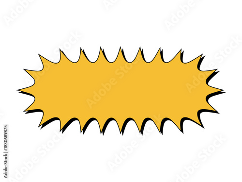 A yellow spiky oval shape with black outline on a white background