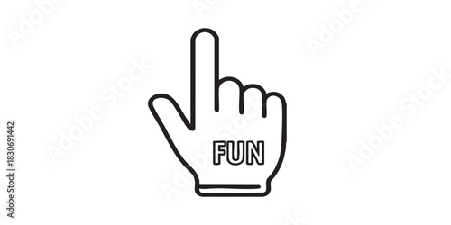 Number one fun hand thin line icon, baseball game concept. Vector graphics. Parallon hand with index finger, fun attribute sign on white background, style icon mobile or web design.