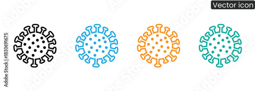 Modern coronavirus icons in vibrant colors, ideal for health education materials, pandemic awareness, and medical content. Promote safety and hygiene effectively.