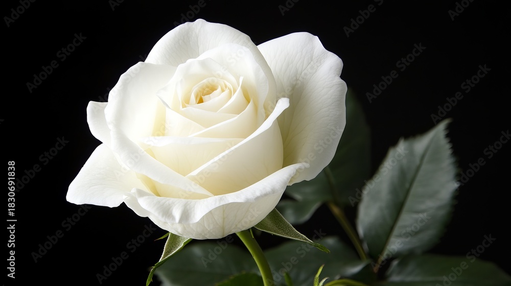 Fototapeta premium Close-Up of a Single White Rose in Full Bloom