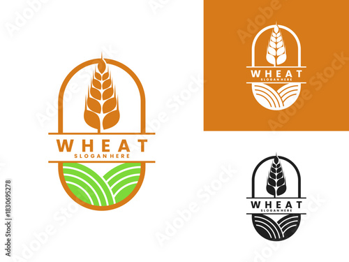 Creative agriculture wheat plant logo design vector template. Vintage wheat logo design vector icon