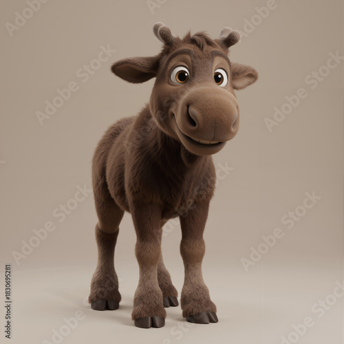 Cute 3D Baby Moose – Adorable Cartoon Forest Animal