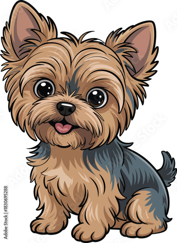 Cute cartoon a illustrator vector yorkie