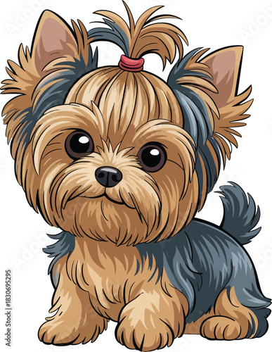 Cute cartoon a illustrator vector yorkie