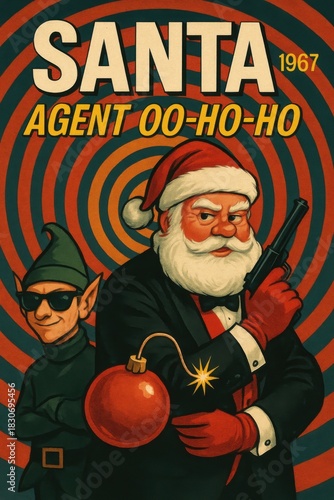 Retro spy santa poster