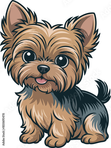 Cute cartoon a illustrator vector yorkie