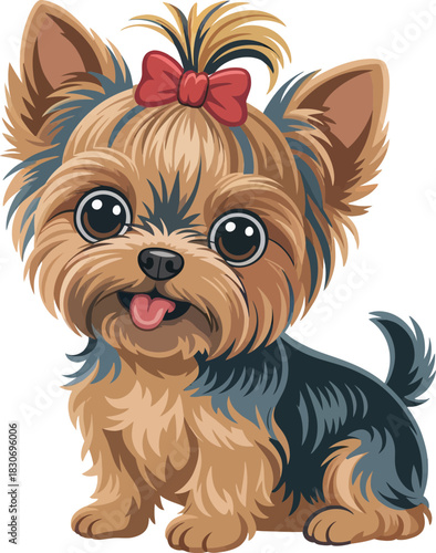 Cute cartoon a illustrator vector yorkie