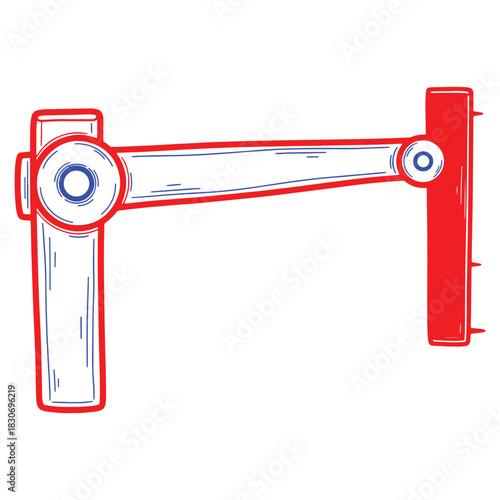Illustrated Security Barrier Gate with Red Outline and White Interior Space Protection System Illustration Vector