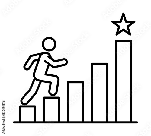 Climbing steps on bar graph to reach a goal