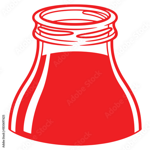 Illustration of a Red Bottle Design with Bold Outlines Ideal for Labels and Advertisements Simple and Eye Catching