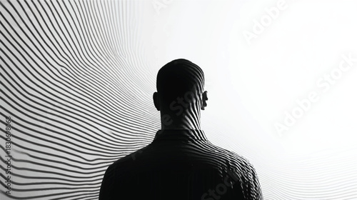 Abstract lines on a man black and white concept idea