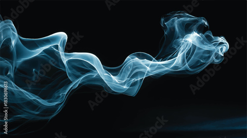 Abstract smoke trails against black backdrop flowing gracefully artistic effect
