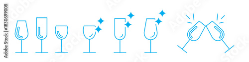 Simple wine line icons with editable stroke. Minimal outline style featuring wine bottle, glass, and grapes. Perfect for bar, restaurant, winery, and tasting-themed designs. 