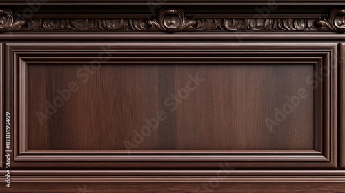 Dark Wood Paneling With Ornate Carved Trim brown texture