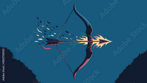 Dynamic illustration of a fiery arrow soaring through the air with power and precision, perfect for adding visual impact to your designs
