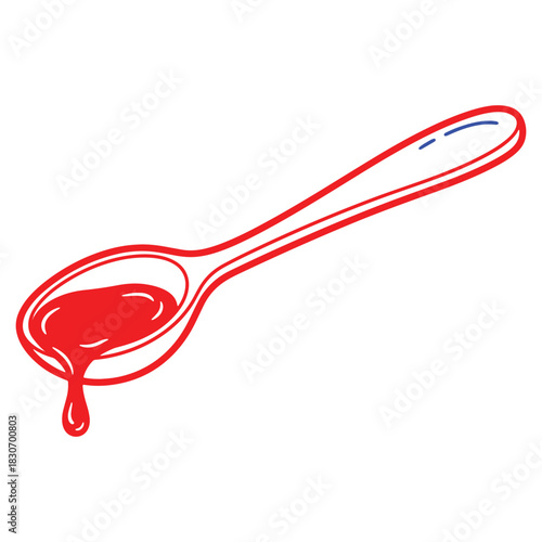 Red Sauce Spoon Culinary Illustration Perfect for Food Bloggers and Restaurant Menus Delicious Vector Image