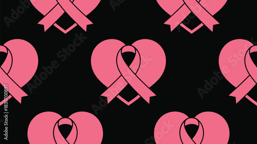 Show your support with this pink ribbon heart pattern, perfect for awareness campaigns and charitable causes promoting breast cancer research