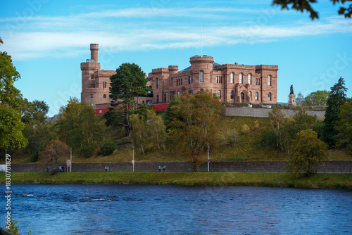 Inverness castle overlooking river ness in scotland