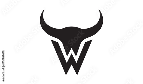 Black bull skull logo with a stylized w inside