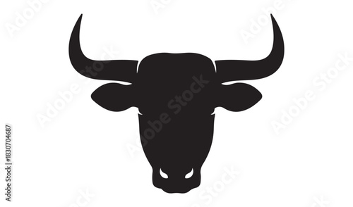 Black silhouette of a bull head with large horns