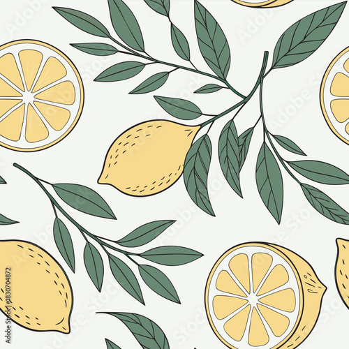 Mixed flower leaf and fruits pattern