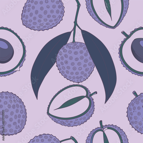 Mixed flower leaf and fruits pattern