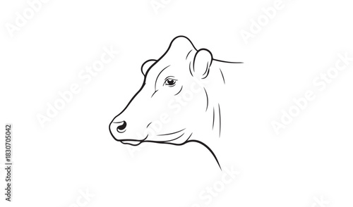 Simple line drawing of a cow head in profile